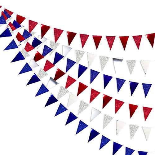 Glitter Paper Happy Birthday Bunting Banner Flag Garland Party Hanging Decor 